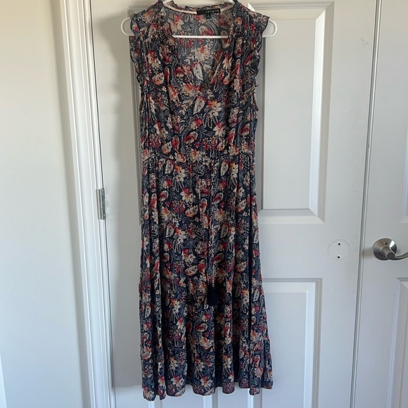 Sangria Frilly Sleeve Maxi Dress Size Small Floral Blue - Picture 1 of 8